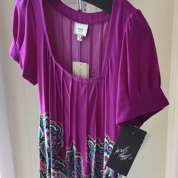 ECI Pink & Lilac Paisley Dress NWT Lord & Taylor 8 - Picture 4 of 14